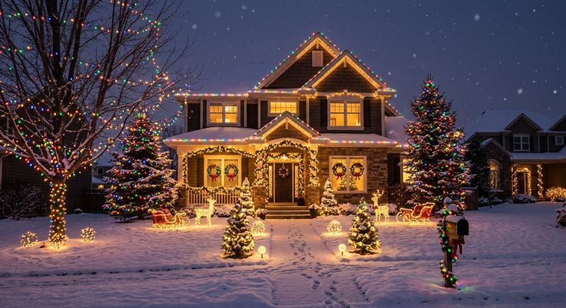 Holiday Lights Hanging in Roswell, GA