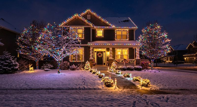 Holiday Lights Hanging in Roswell, GA