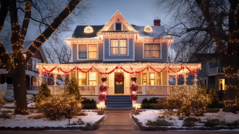 Holiday Lights Hanging in Roswell, GA